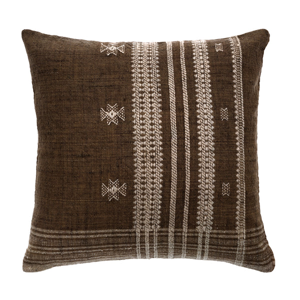 20x20 Bhujodi Wool Handloom Pillow, Brown