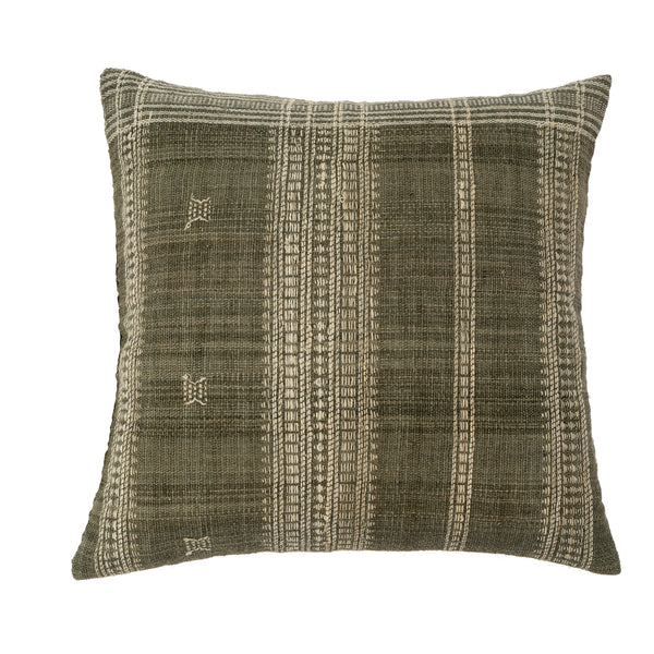 20x20 Bhujodi Wool Handloom Pillow, Lichen