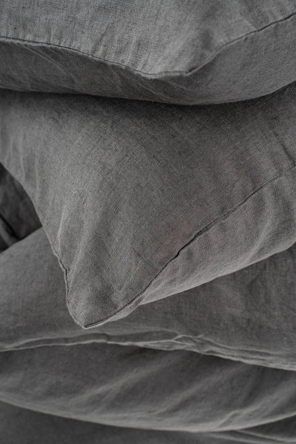 Reverie Linen King Duvet Set Charcoal