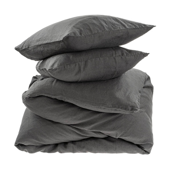 Reverie Linen King Duvet Set Charcoal