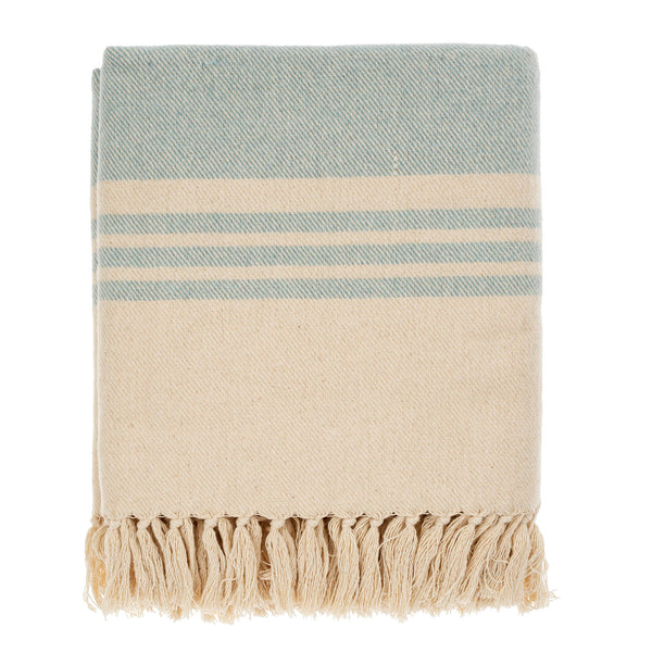 Beach Stripe Brushed Throw Blue