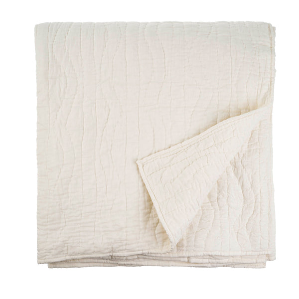 Cloud Kantha Bed Quilt White