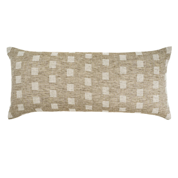 14x31 Check Linen Pillow Natural