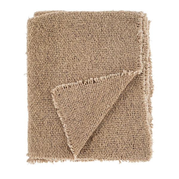 Sable Fringe Bed Blanket Beige