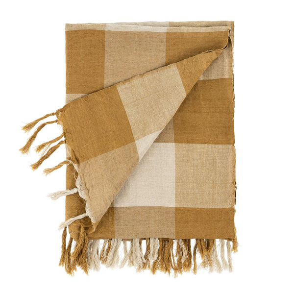 Linen Gingham Throw Toffee