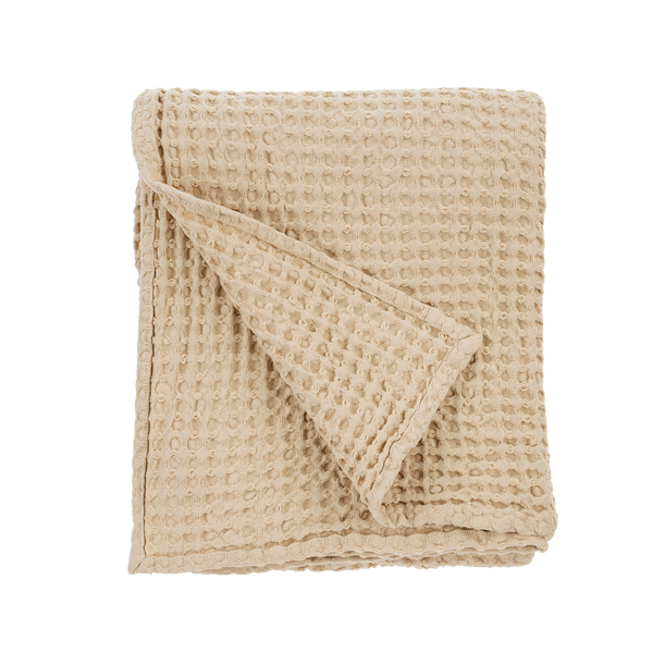 Stonewashed Waffle Throw Blanket Cream