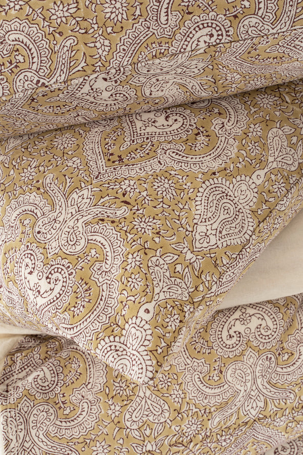 Astrid Block Print Queen Duvet Set Gold