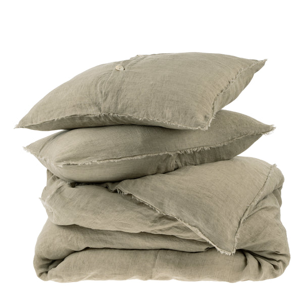 Lina Linen Queen Duvet Set, Sand