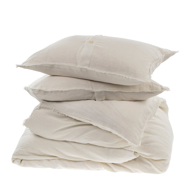 Lina Linen Queen Duvet Set, Ivory