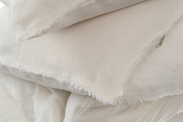 Lina Linen King Duvet Set, Ivory