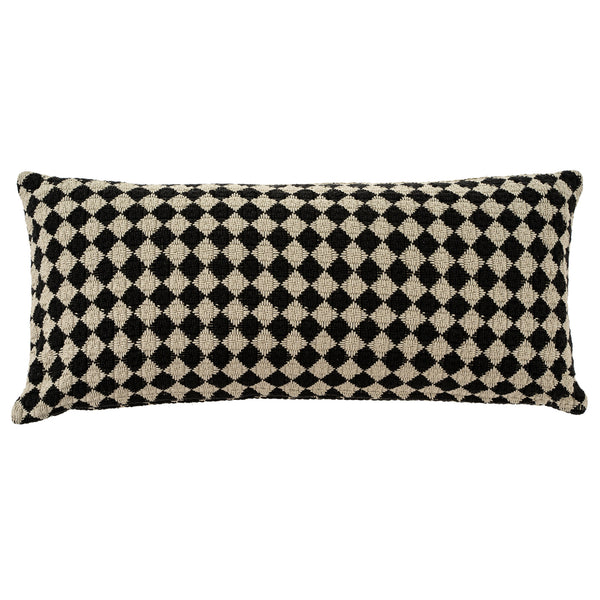 14x31 Check Weave Pillow Black