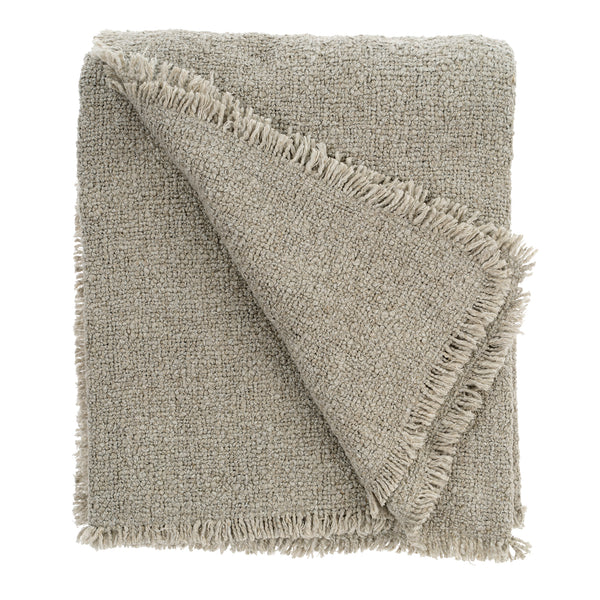 Fringed Boucle Throw Blanket Grey