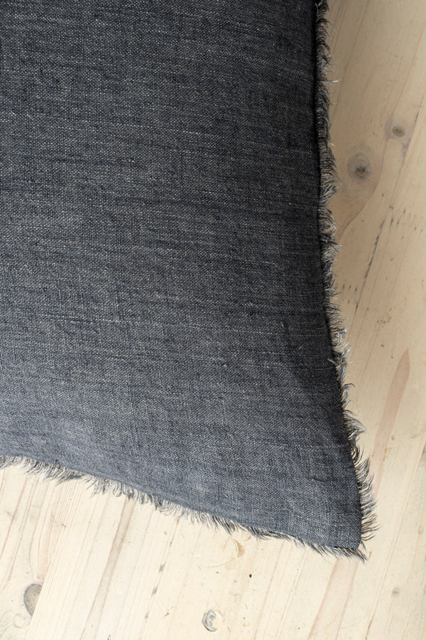 24x24 Lina Linen Pillow Charcoal