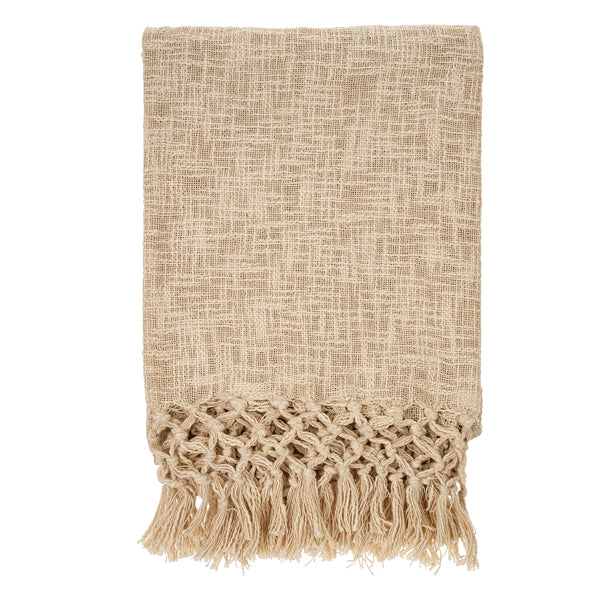 Braided Tassel Throw, Off White