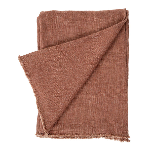 Selena Linen End of Bed Blanket, Brick