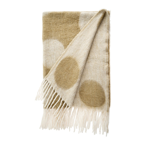 Polka Dot Wool Blend Throw, Pampas