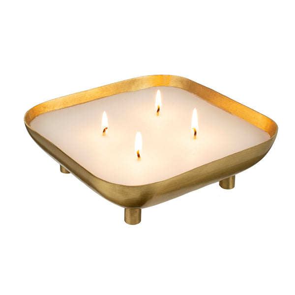 Footed Tray Candle L - Amber Spruce