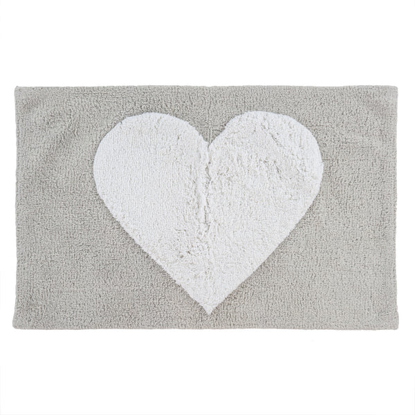 Heart Bath Mat, Grey/White