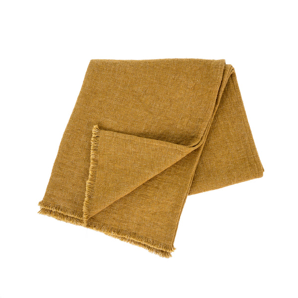 Selena Linen End of Bed Blanket, Ochre