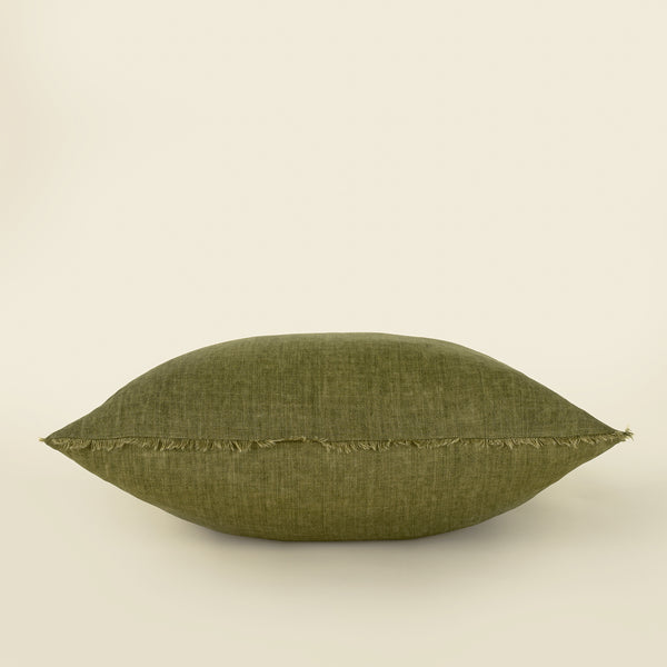24x24 Lina Linen Pillow Dark Moss