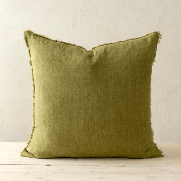 24x24 Lina Linen Pillow Dark Moss