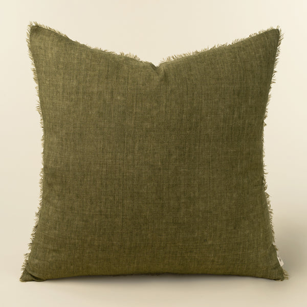 24x24 Lina Linen Pillow Dark Moss