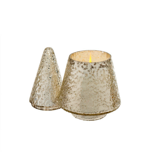 Shimmer Tree Candle L, Silver - Amber Spruce