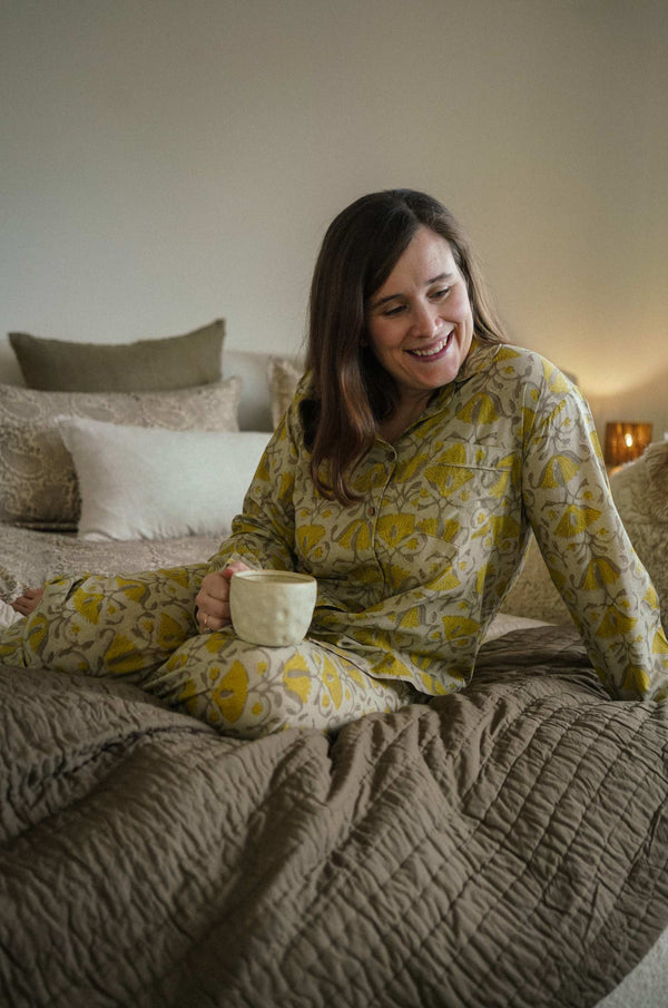 Lotus Block Print Pyjama Set - S/M