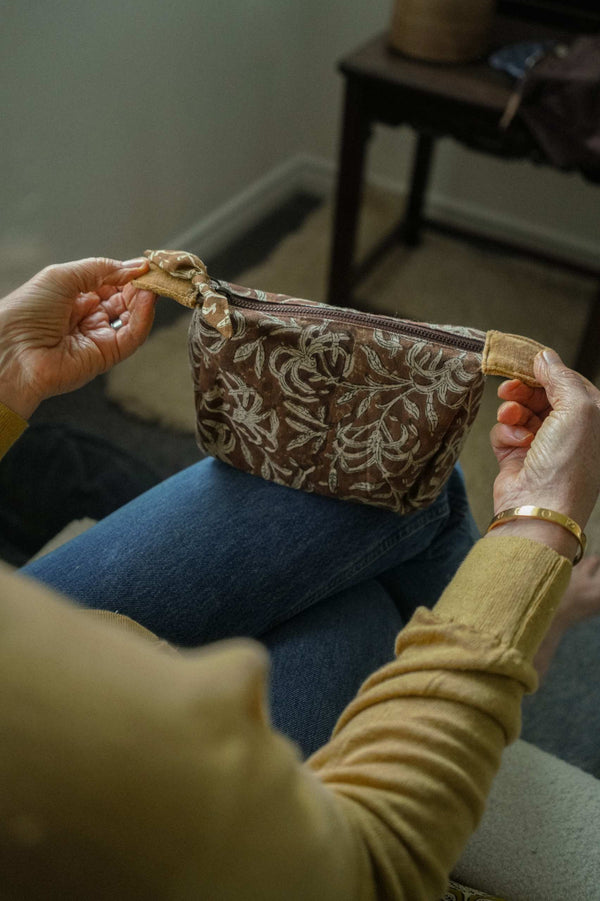 Saffron Block Print Pouch S