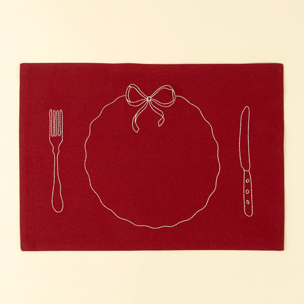 Bon Appetit Embroidered Placemats S/4, Red