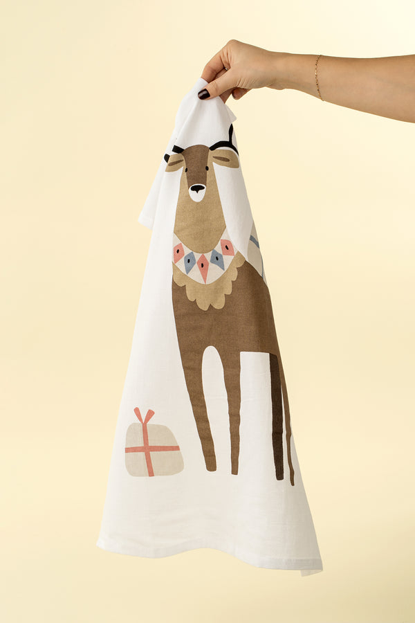 Solstice Stag Flour Sack Tea Towels S/2