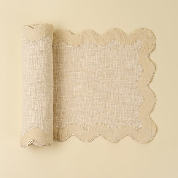 Velvet Scallop Runner - 108"L, Ivory