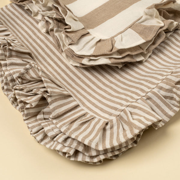 Ruffle Stripe Tea Towels S/2, Beige