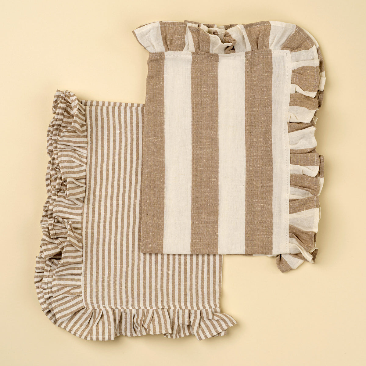 Ruffle Stripe Tea Towels S/2, Beige – Indaba Home