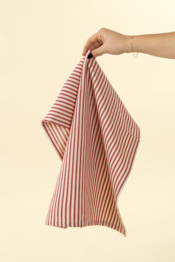Red Ticking Tea Towels, S/2