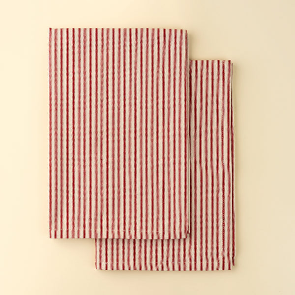 Red Ticking Tea Towels, S/2