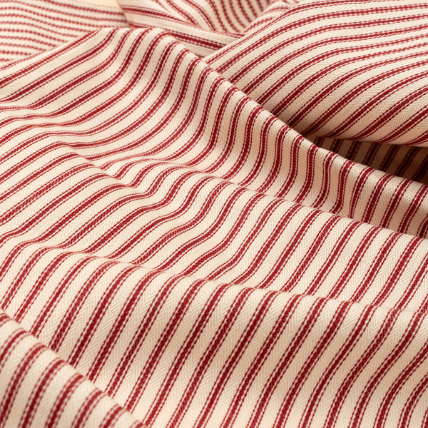 Red Ticking Ruffle Tablecloth - 110"L