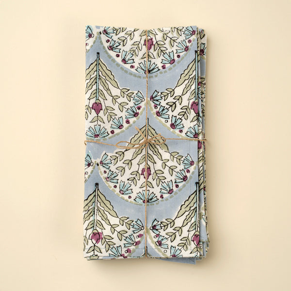 Sakura Block Print Napkins S/4, Blue