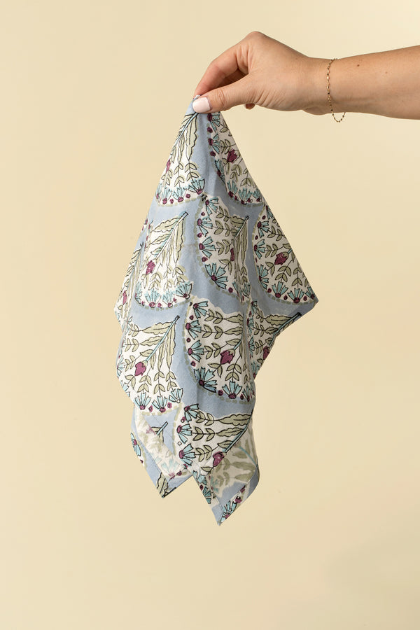 Sakura Block Print Napkins S/4, Blue