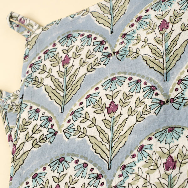 Sakura Block Print Tea Towels S/2, Blue