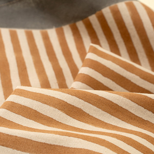 Terracotta Stripe Block Print Table Runner - 108"L