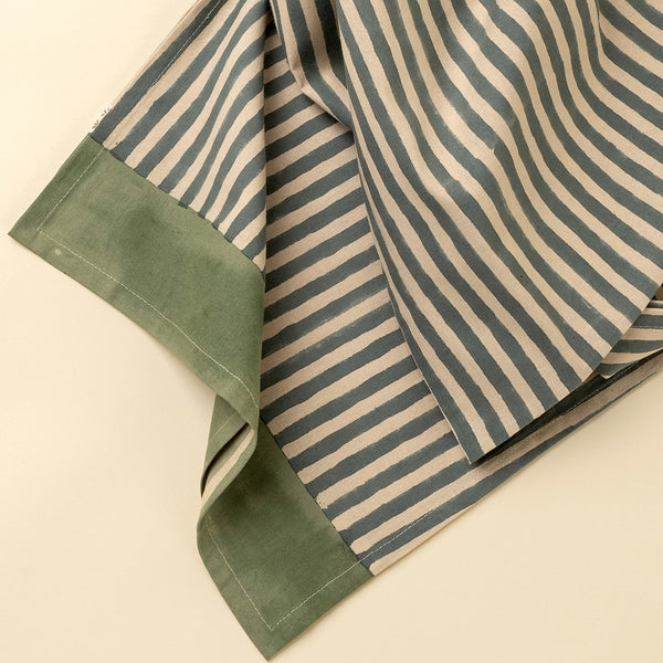 Sea Stripe Block Print Table Runner - 108"L