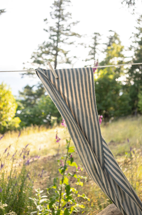 Sea Stripe Block Print Table Runner - 108"L