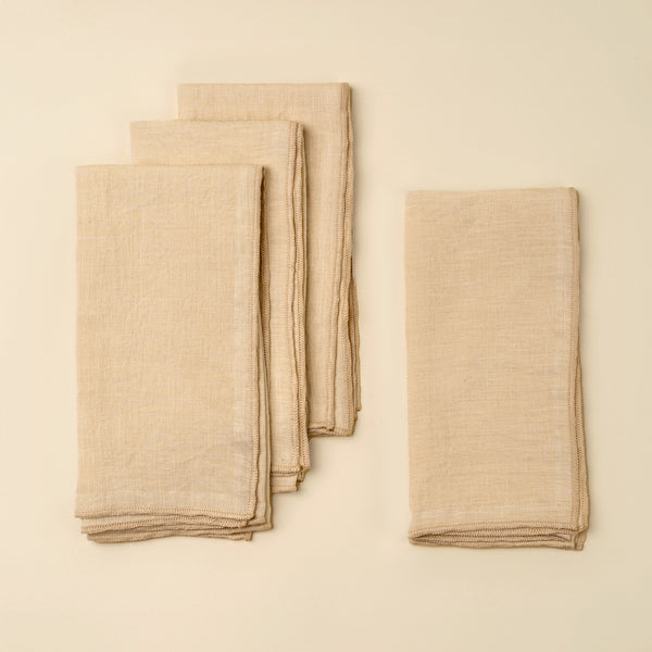 Stonewashed Linen Napkins S/4, Cream