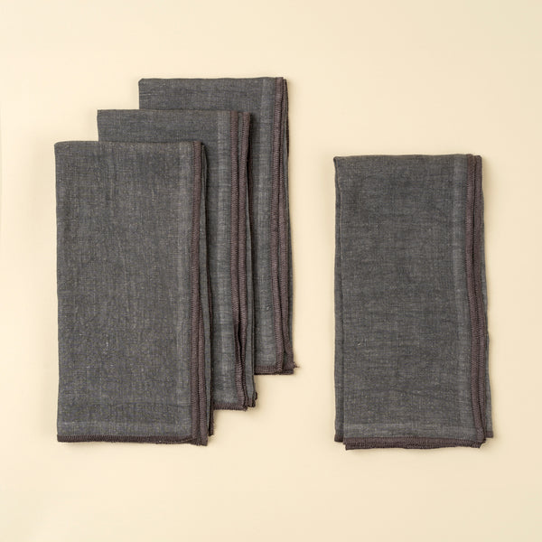 Stonewashed Linen Napkins S/4, Slate Blue