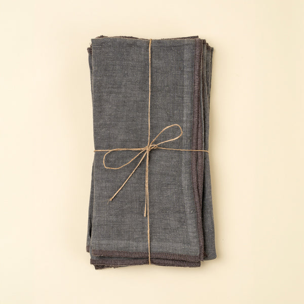 Stonewashed Linen Napkins S/4, Slate Blue
