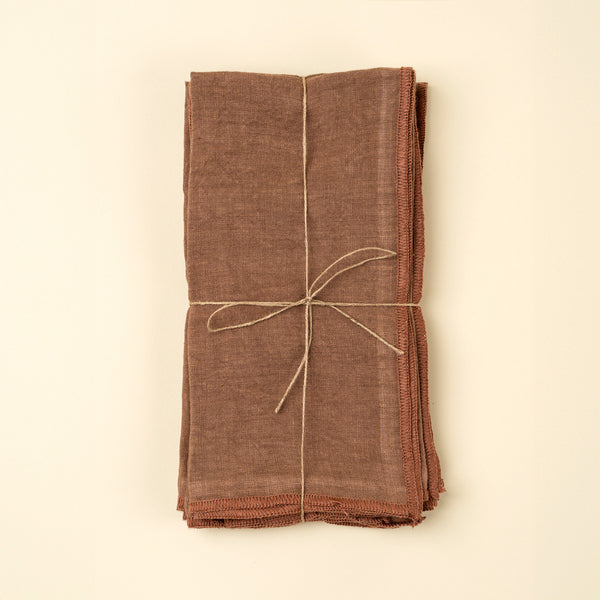 Stonewashed Linen Napkins S/4, Mahogany