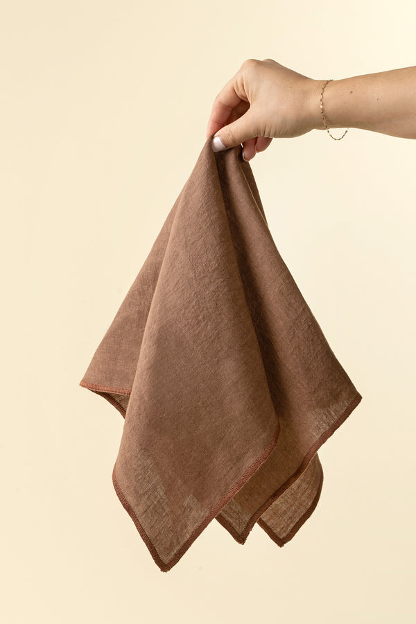 Stonewashed Linen Napkins S/4, Mahogany