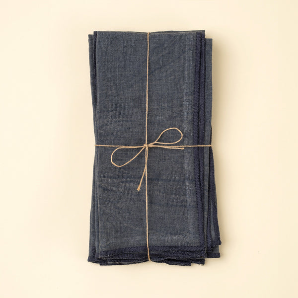 Stonewashed Linen Napkins S/4, Navy Blue