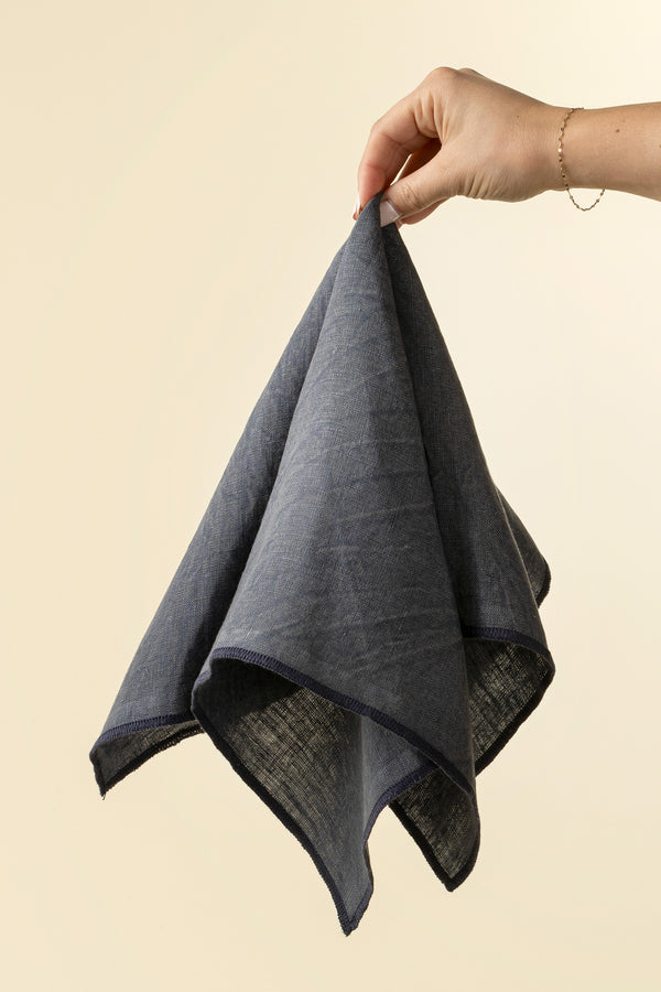 Stonewashed Linen Napkins S/4, Navy Blue
